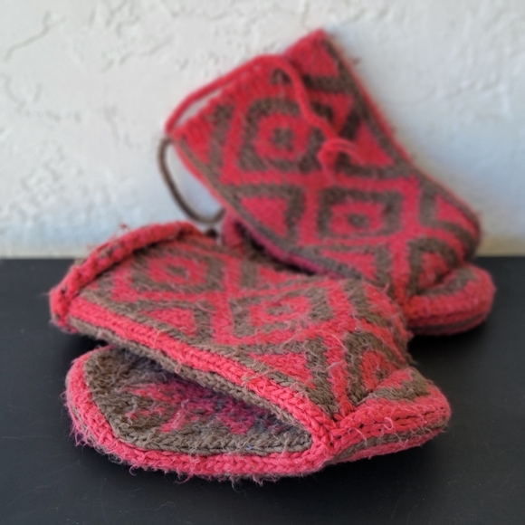 Woolrich Womens Red Snowflake Knit Chalet Sock Slippers Size Small 6-8 - Picture 3 of 8